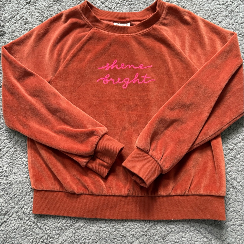 Cat & Jack Orange Sweatshirt with Pink Text